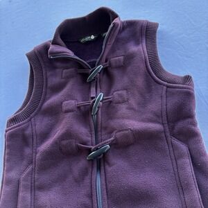 Eddie‎ Bauer Women's Fleece Toggle Vest XS Purple Plum Zip Front Warm Soft